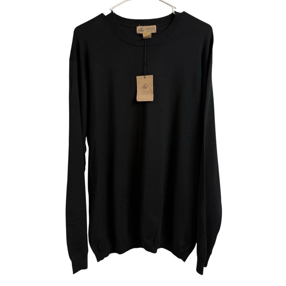 Lord and Taylor Casual Classics Men Size XXL Black Silk Blnd Long Sleeve Sweater